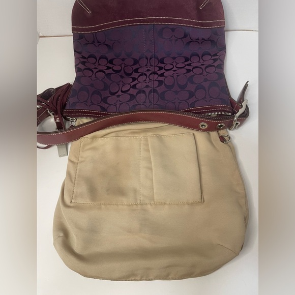 COACH SLIM DUFFLE signature Crossbody Suede Hobo F04K-9349 Plum Purple - Picture 14 of 16